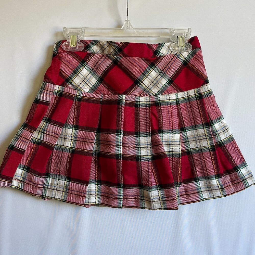 Girl Connection Red Plaid Pleated Skort - Size 6 - Back to School / Holiday